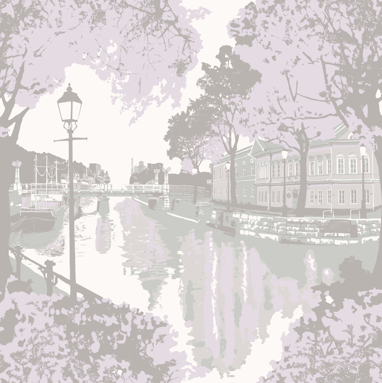 Vallila 5367-1 Aurajoki tapetti roosa