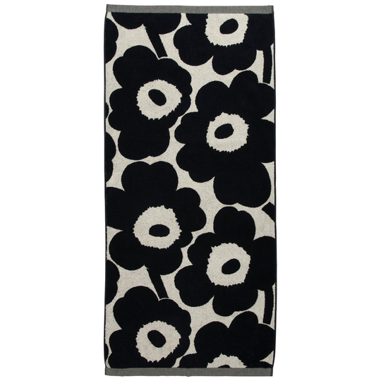 Marimekko Unikko käsipyyhe luonnonvalkoinen-tummansininen 70x150 cm