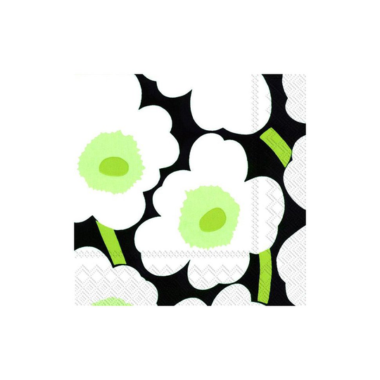 Marimekko Unikko servietti 33x33 cm 20-pakkaus Valkoinen-musta