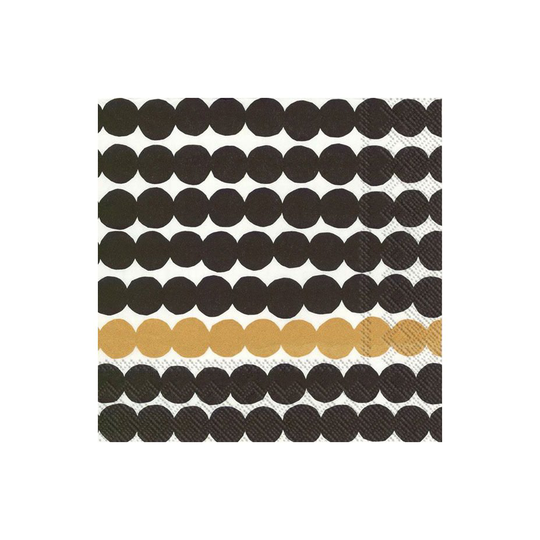Marimekko Räsymatto servietti 33x33 cm 20-pakkaus Musta-kulta