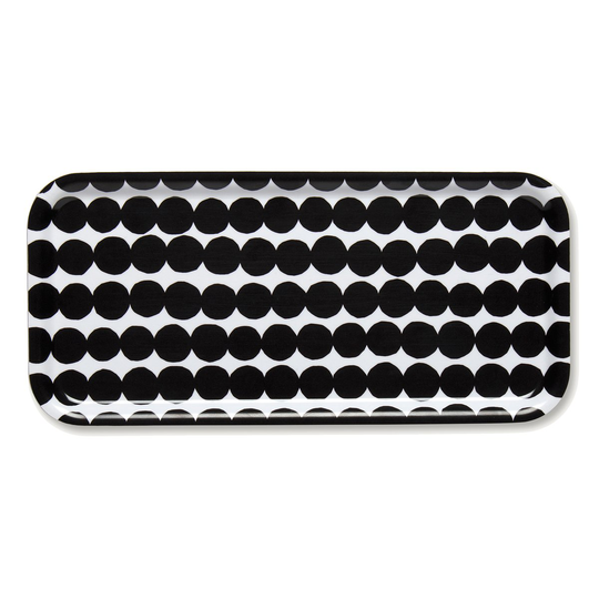 Marimekko Räsymatto tarjotin 15x32 cm Musta-valkoinen