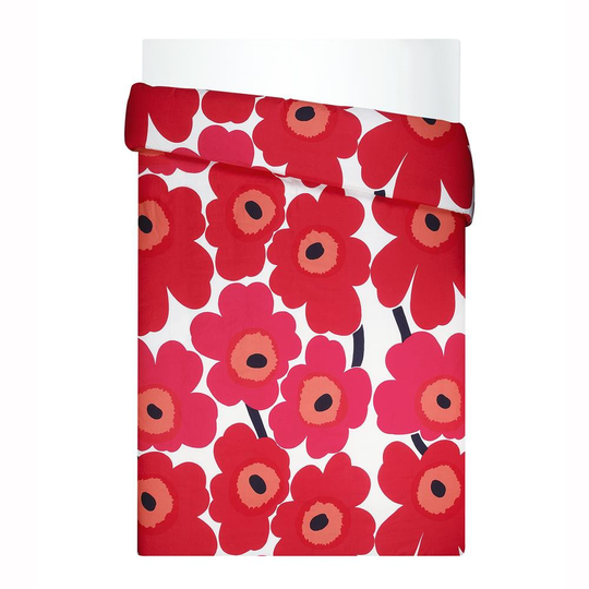 Marimekko Unikko pussilakana puna-valkoinen