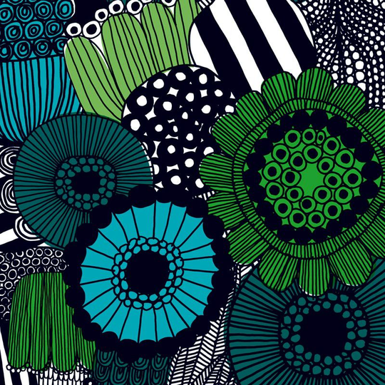 Marimekko Siirtolapuutarha kangas sininen-vihreä