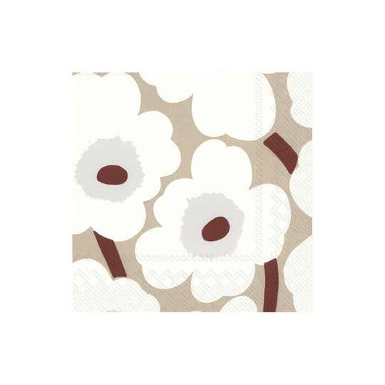 Marimekko Unikko servietti 33x33 cm 20-pakkaus Valkoinen-pellava
