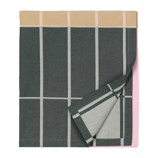 Marimekko Tiiliskivi pöytäliina 156x280 cm Beige-vaaleanpunainen-tummanvihreä