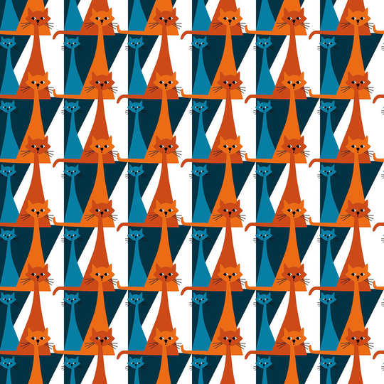 Arvidssons Textil Kitty kangas Sininen-oranssi