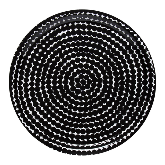 Marimekko Räsymatto tarjotin, Ø 31 cm Musta-valkoinen