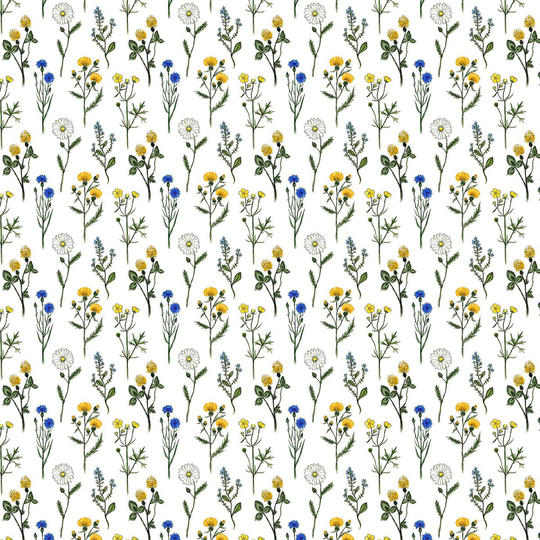 Arvidssons Textil Midsommar kangas Keltainen-sininen