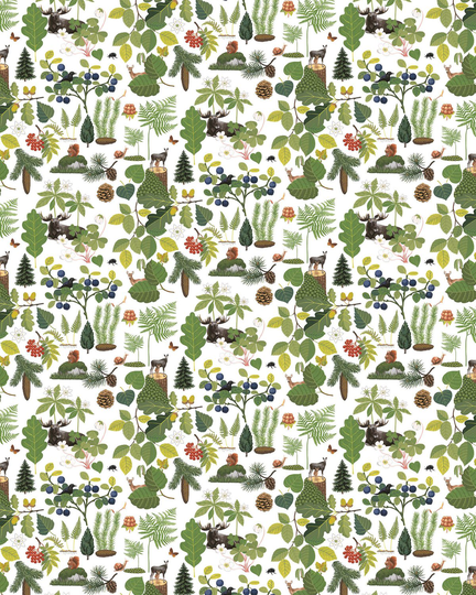 Arvidssons Textil Skogsliv kangas Vihreä