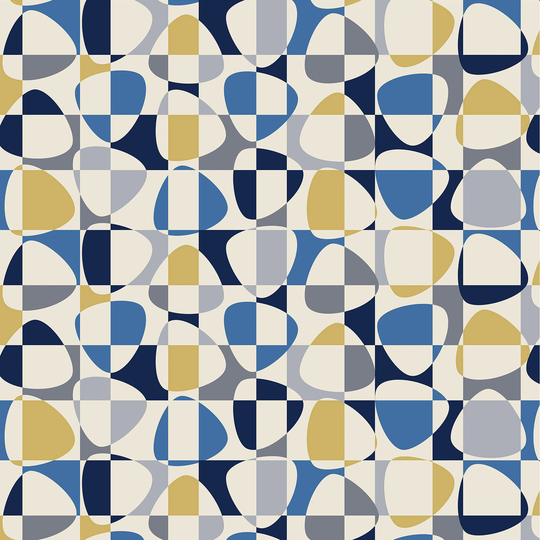 Arvidssons Textil Mosaik kangas Sininen