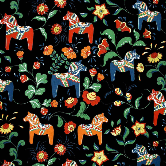 Arvidssons Textil Dalahäst vahakangas musta