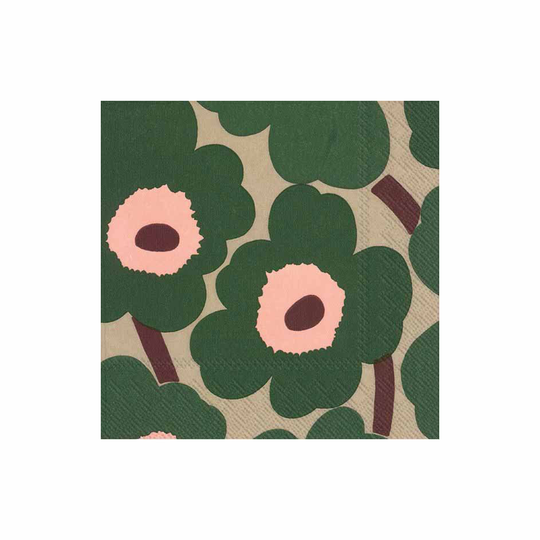 Marimekko Unikko servietti 33x33 cm 20-pakkaus Vihreä-vaaleanpunainen