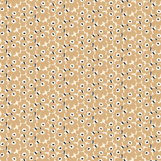 Marimekko Mini Unikko kangas Luonnonvalkoinen-beige-sininen