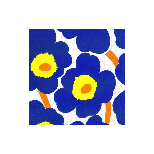Marimekko Unikko servietti 33x33 cm 20-pakkaus Sininen-keltainen
