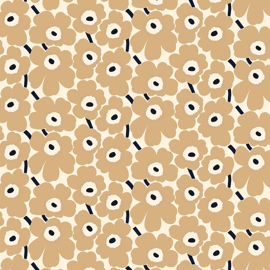 Marimekko Pieni Unikko -vahaliina Luonnonvalkoinen-beige-tummansininen