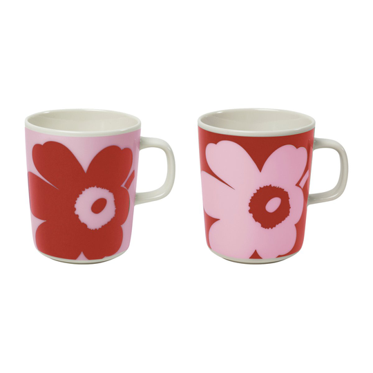 Marimekko Juhla Unikko -muki 25 cl, 2-pakkaus Vaaleanpunainen-punainen