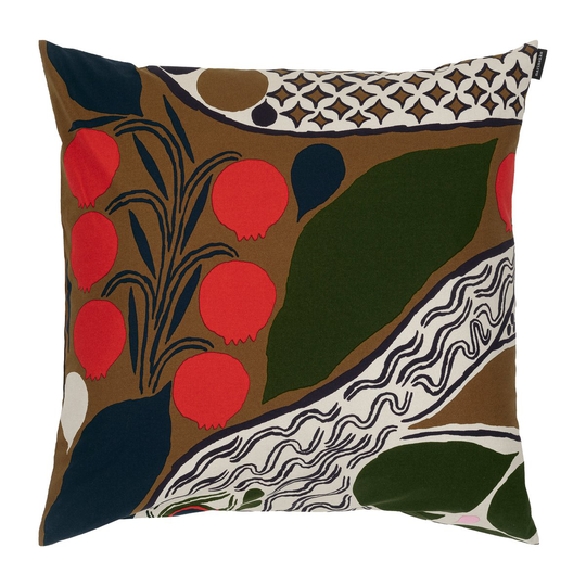 Marimekko Rusakko tyynyliina 50x50 cm ruskea-tummansininen-punainen