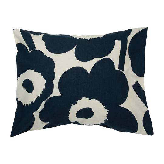 Marimekko Unikko tyynyliina puuvilla-pellava 50x60 cm Luonnonvalkoinen-tummansininen