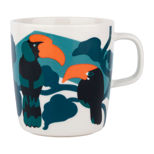 Marimekko Pepe teemuki 4 dl Valkoinen-turkoosi-oranssi