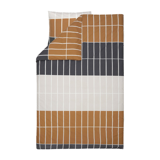 Marimekko Tiiliskivi pussilakana 150x210 cm Tummanruskea-beige-charcoal