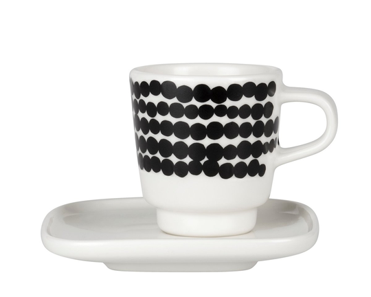 Marimekko Räsymatto espressokuppi musta-valkoinen