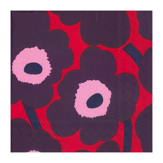 Marimekko Unikko servietti 33x33 cm 20-pakkaus Punainen-sininen