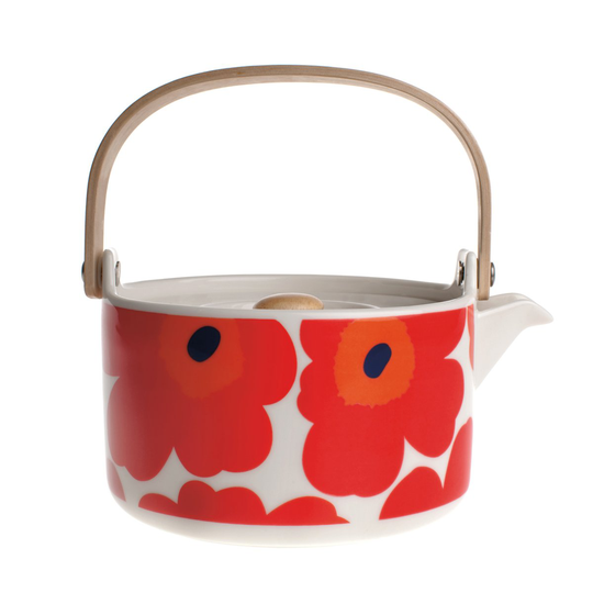 Marimekko Unikko teekannu punainen-valkoinen