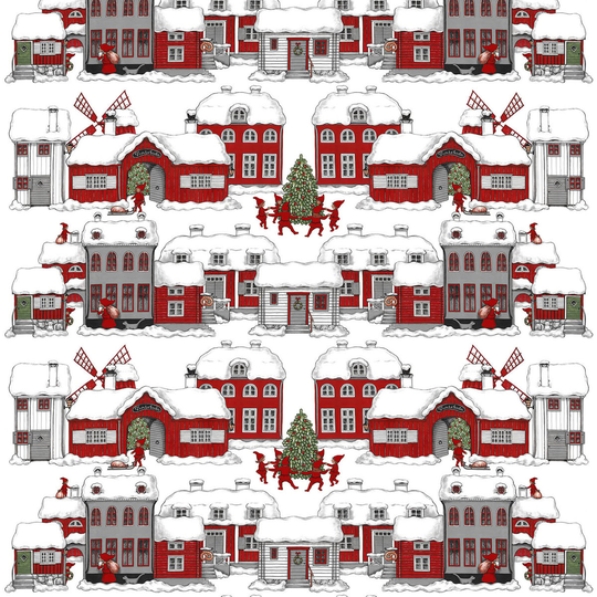 Arvidssons Textil Tomteboda kangas Off white-punainen